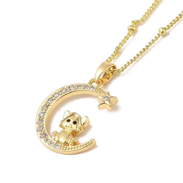 

PandaHall Brass Micro Pave Clear Cubic Zirconia Pendants Necklaces, The 12 Animals of the Chinese Zodiac, Real 18K Gold Plated, Tiger, 17.28...