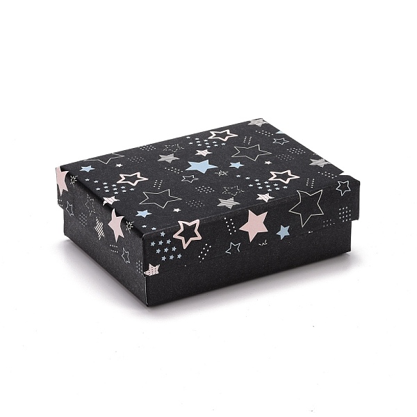

PandaHall Cardboard Jewelry Box, with Black Sponge Mat, for Jewelry Gift Package, Rectangle with Star Pattern, Black, 9.3x7.3x3.25cm Paper...