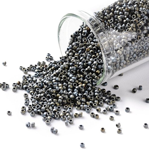 

PandaHall TOHO Round Seed Beads, Japanese Seed Beads, (613) Matte Color Iris Gray, 15/0, 1.5mm, Hole: 0.7mm, about 3000pcs/bottle...