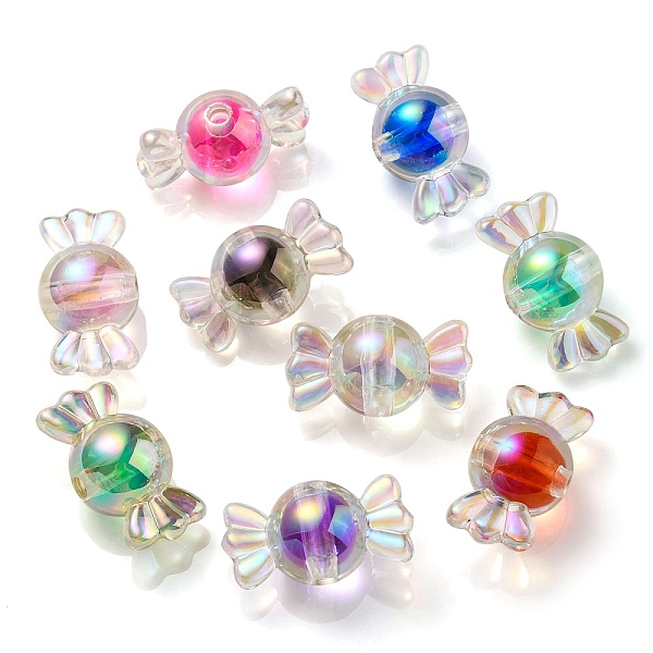 

PandaHall UV Plating Rainbow Iridescent Acrylic Beads, Two Tone Bead in Bead, Candy, Mixed Color, 15.5x29x15mm, Hole: 3mm Acrylic Candy..., Multicolor