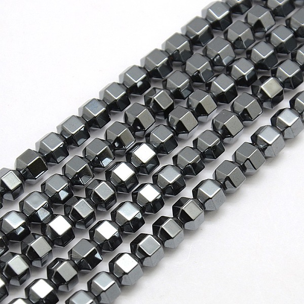 PandaHall Magnetic Synthetic Hematite Faceted Polygon Beads Strands, 4x4mm, Hole: 1mm, about 100pcs/strand, 15.74 inch Magnetic Hematite...