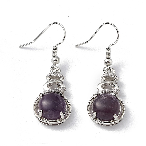 

PandaHall Natural Amethyst Gourd Dangle Earrings with Crystal Rhinestone, Platinum Brass Jewelry for Women, 39mm, Pin: 0.6mm Amethyst Clear