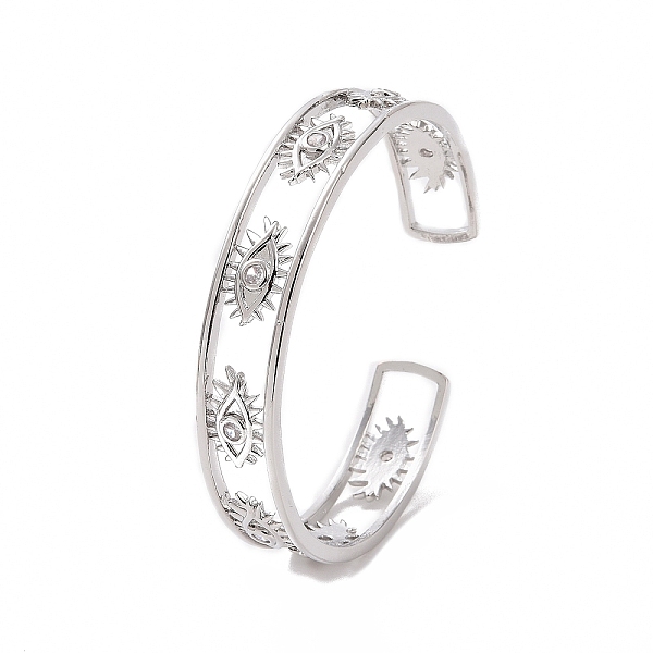 

PandaHall Clear Cubic Zirconia Eye Open Cuff Bangle, Brass Jewelry for Women, Platinum, Inner Diameter: 2-1/4 inch(5.8cm) Cubic Zirconia...