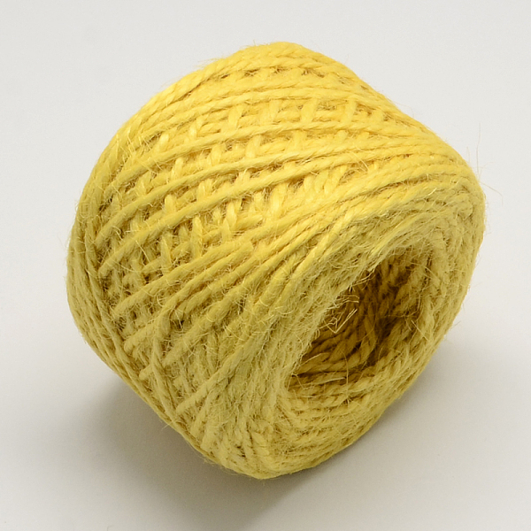 PandaHall Hemp Cord, Hemp String, Hemp Twine, 2-Ply, for Jewelry Making, Yellow, 2mm; 50m/roll; 35rolls/bag Burlap Yellow