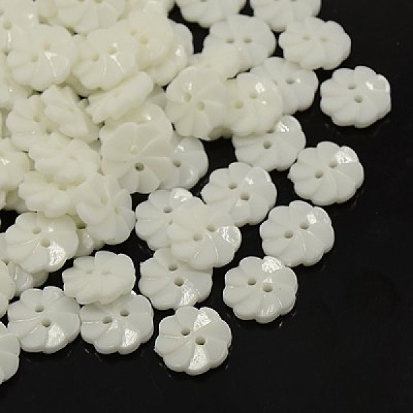 

PandaHall Acrylic Buttons, 2-Hole, Dyed, Flower, White, 13x3mm, Hole: 2mm Acrylic Flower White