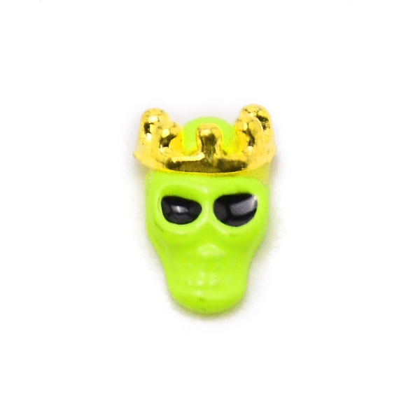 

PandaHall Alloy Skull with Crown Cabochons, Nail Art Decoration Accessories, Green Yellow, 10.5x6.7x4mm Alloy Skull