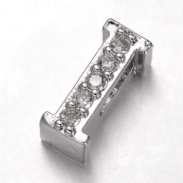 

PandaHall Platinum Plated Brass Micro Pave Cubic Zirconia Letter Slide Charms, Letter.I, 9.5x4x4.5mm, Hole: 4.5x1.5mm Brass+Cubic Zirconia..., Clear