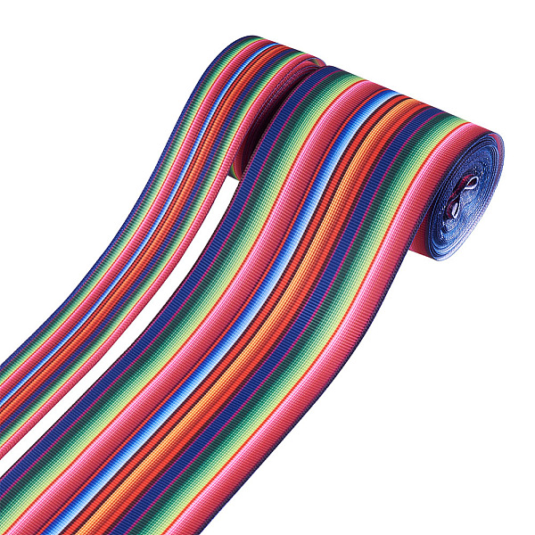 

PandaHall 2 Rolls 2 Style Stripe Pattern Printed Polyester Grosgrain Ribbon, for DIY Bowknot Accessories, Mixed Color, 1roll/style Polyester..., Multicolor