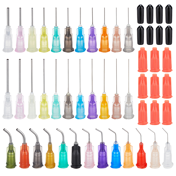 PandaHall BENECREAT Plastic Fluid Precision Blunt Needle Dispense Tips, Goldenrod, Mixed Color, 156pcs/box Plastic Multicolor