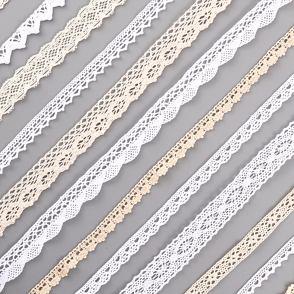 

PandaHall Globleland 12Pcs 12 Styles Floral Cotton Lace Ribbon, Wavy & Flower Lace Trims, Garment Accesories, Mixed Color, 1/2~1 inch..., Multicolor