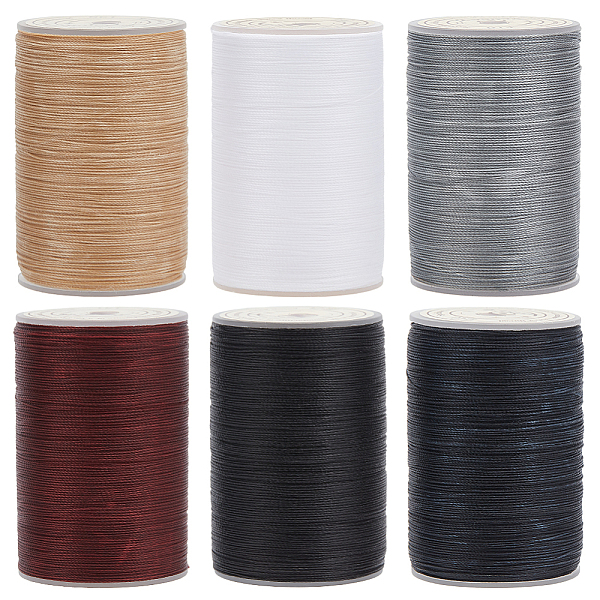 

PandaHall Olycraft 6 Rolls 6 Colors Round Waxed Polyester Thread String, Micro Macrame Cord, Twisted Cord, for Leather Sewing Stitching..., Multicolor
