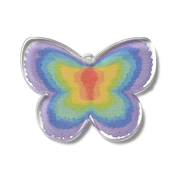 

PandaHall Printed Acrylic Pendants, Butterfly, Colorful, 27x35x2mm, Hole: 1.6mm Acrylic Butterfly