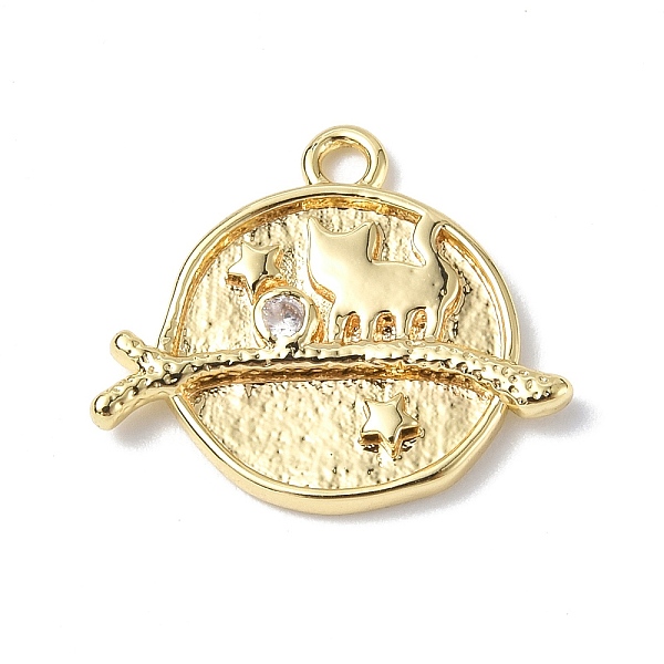 

PandaHall Brass Micro Pave Cubic Zirconia Pendants, Cat with Planet Charm, Real 18K Gold Plated, 18x17.5x2.6mm, Hole: 1.2mm Brass+Cubic..., Clear