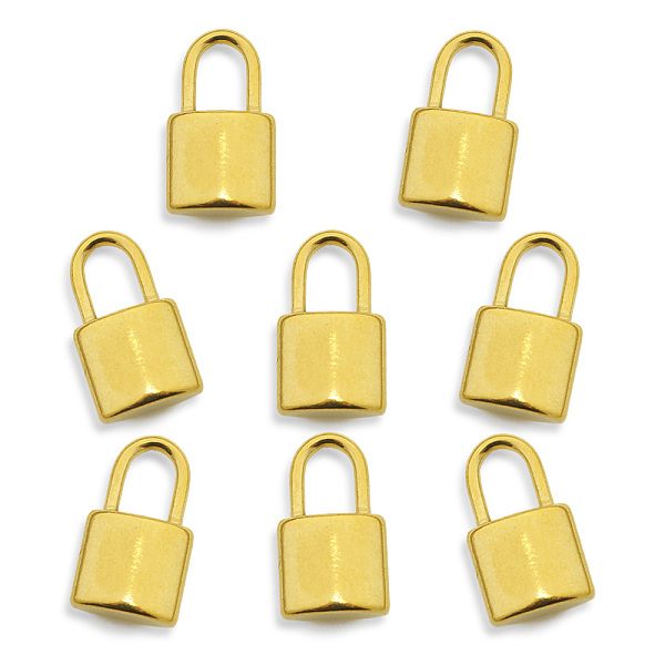

PandaHall Vacuum Plating 201 Stainless Steel Pendants, Padlock, Golden, 17x10x5mm, Hole: 4x6mm 201 Stainless Steel Lock