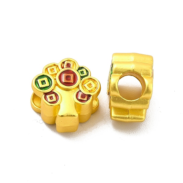 

PandaHall Rack Plating Alloy Enamel European Beads, Large Hole Beads, Tree with Coin, Matte Gold Color, 11x11x7mm, Hole: 4mm Alloy+Enamel...