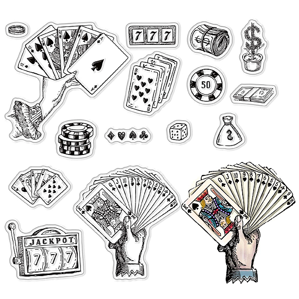 

PandaHall CRASPIRE Poker Clear Stamps for Card Making Silicone Clear Stamps Transparent Rubber Stamps for Scrapbooking Paper Photo Album...