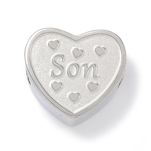 

PandaHall 304 Stainless Steel European Beads, Large Hole Beads, Heart with Word Son, Stainless Steel Color, 10.5x12x1mm, Hole: 4.5mm 304...