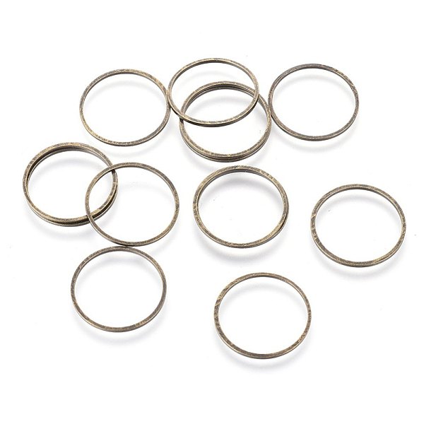

PandaHall Brass Linking Rings, Nickel Free, Antique Bronze, 18x0.7~1mm Brass Ring