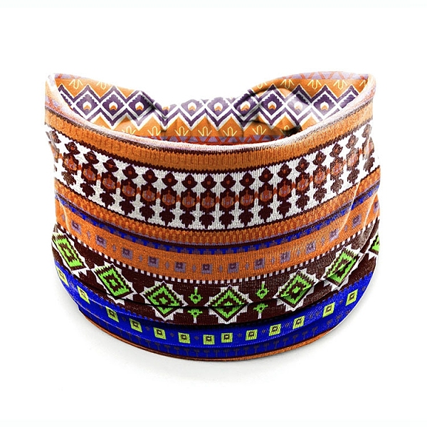 

PandaHall Polyester Boho Stretch Wide Knot Turban Headband, Yoga Head Wraps Elastic Headband for Women and Girls, Orange, 240x150mm...