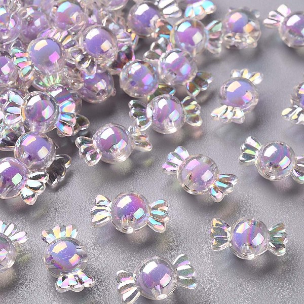 

PandaHall Transparent Acrylic Beads, Bead in Bead, AB Color, Candy, Lilac, 9x17x8.5mm, Hole: 2mm, about 960pcs/500g Acrylic Candy Purple