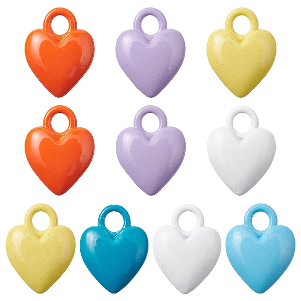 

PandaHall Spray Painted Alloy Charms, Cadmium Free & Lead Free, Heart, Mixed Color, 14.5x11x4mm, Hole: 3mm Alloy Heart Multicolor