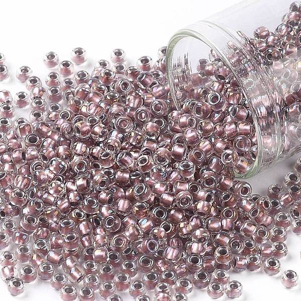 

PandaHall TOHO Round Seed Beads, Japanese Seed Beads, (267) Inside Color Crystal/Rose Gold Lined, 8/0, 3mm, Hole: 1mm, about 1110pcs/50g..., Purple