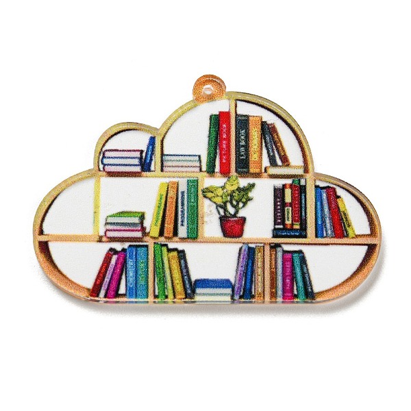 PandaHall School Theme Acrylic Pendants, Book, Cloud, 34.5x50x2.2mm, Hole: 1.3mm Acrylic Cloud