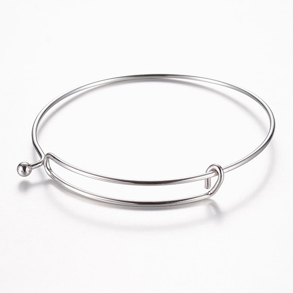

PandaHall Adjustable 304 Stainless Steel Expandable Bangle Making, Stainless Steel Color, 2-3/8 inch(61mm) Stainless Steel