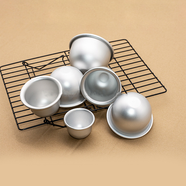 PandaHall Aluminum Dome Cake Pan, Round Shaped Baking Molds, Silver, 68x55mm, Inner Diameter: 56mm Aluminum Round