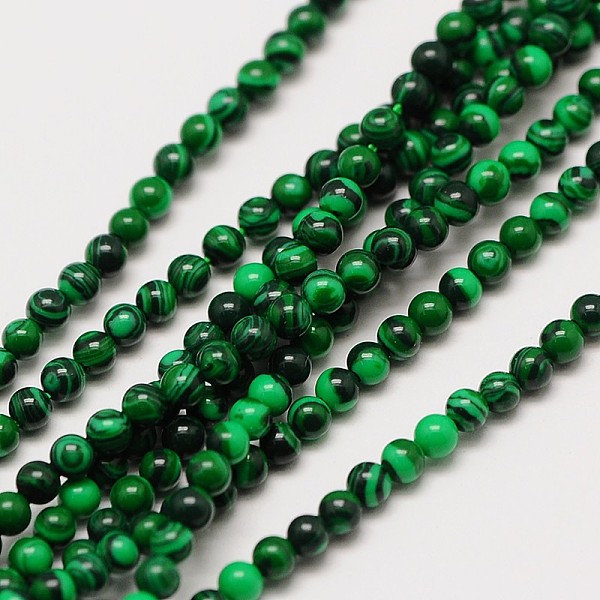 

PandaHall Imported Synthetic Malachite Round Beads Strands, Dyed, 2mm, Hole: 0.8mm, about 184pcs/strand, 16 inch Malachite Round