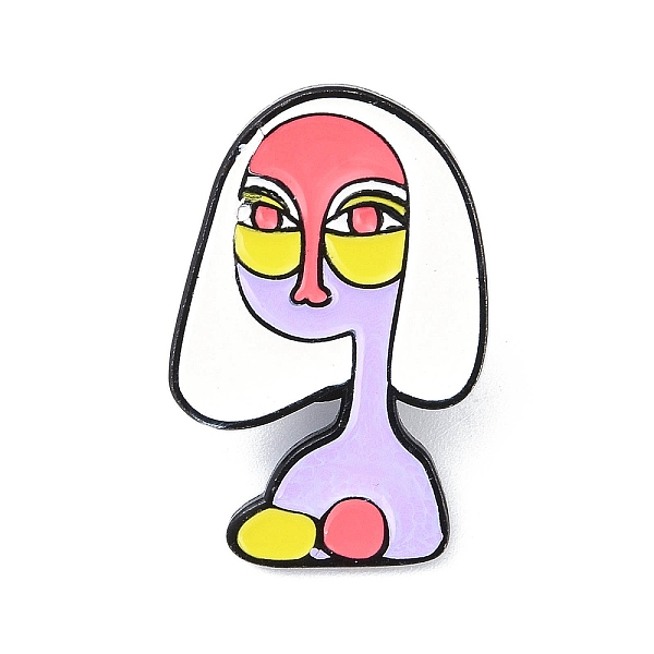 

PandaHall Black Zinc Alloy Brooches, Enamel Pins, for Backpack Cloth, Abstract Face, White, 30x19x1.5mm Alloy Human White