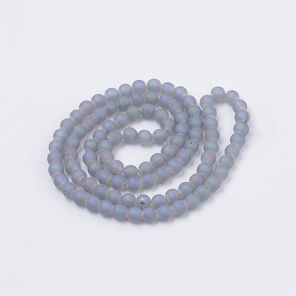 

PandaHall Electroplate Glass Beads Strands, Frosted, Round, Medium Slate Blue, 6mm, Hole: 1.5mm, about 100pcs/strand, 21.2 inch Glass Round