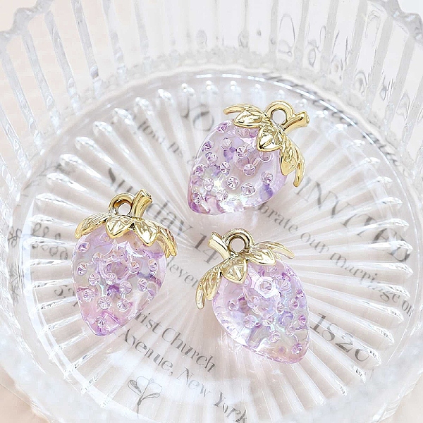 

PandaHall Acrylic Pendants, Strawberry, Violet, 32x23mm Acrylic Strawberry Purple