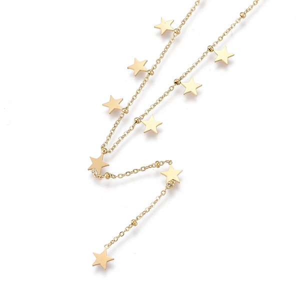 

PandaHall 304 Stainless Steel Pendant Necklaces, with Cable Chains and Round Beads, Star, Golden, 15.75 inch(40cm) 304 Stainless Steel