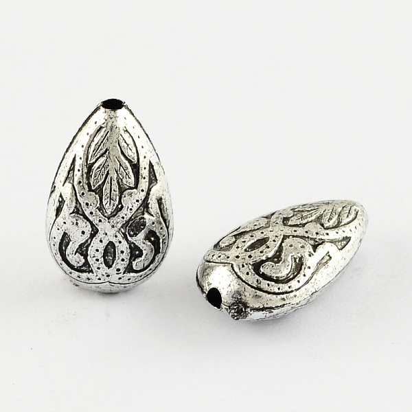 

PandaHall Teardrop Antique Acrylic Beads, Antique Silver Plated, 18x11x7mm, Hole: 2mm, about 640pcs/500g Acrylic Teardrop
