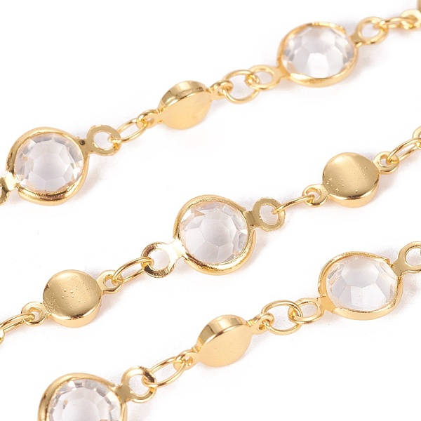 

PandaHall Handmade Glass Beaded Chains, with Brass Findings, Long-Lasting Plated, Soldered, with Spool, Clear, Link: 13x6.5x3mm and...