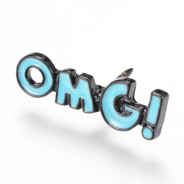 

PandaHall Alloy Enamel Brooches, Enamel Pin, with Brass Finding, Word OMG, Gunmetal, Sky Blue, 7.7x23mm, Pin: 1.2mm Alloy Blue