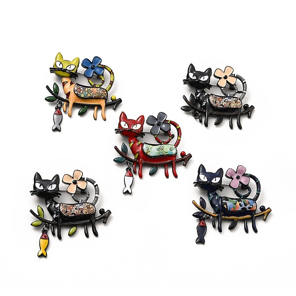 

PandaHall Cat & Fish Enamel Pin, Electrophoresis Black Alloy Badge for Backpack Clothes, Cadmium Free & Lead Free, Mixed Color, 55x50x5mm..., Multicolor