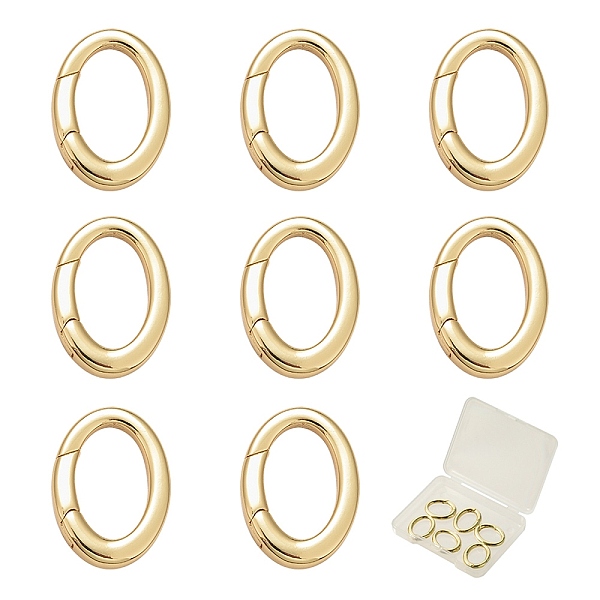 

PandaHall SUNNYCLUE 8Pcs Brass Spring Gate Rings, Long-Lasting Plated, Oval, Real 18K Gold Plated, 18x13x3mm, 9 Gauge, nner diameter: 13x8mm...