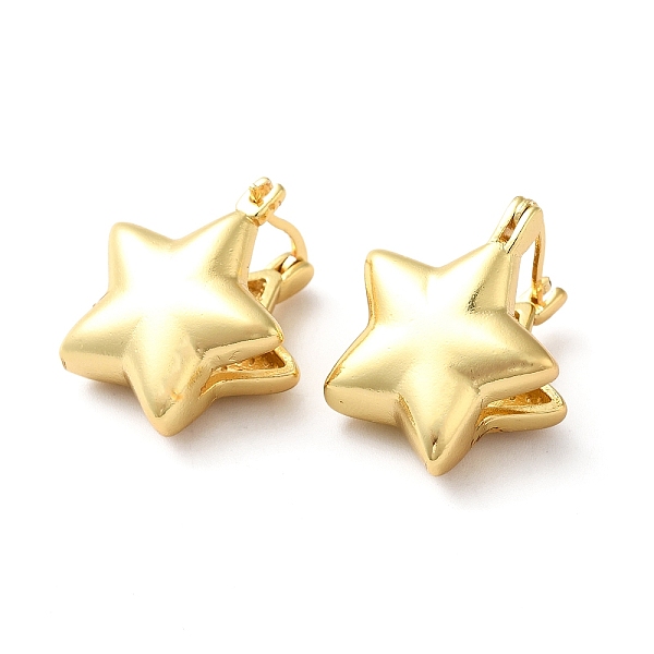 

PandaHall Brass Star Hoop Earrings for Women, Golden, 21.5x19.5x14mm, Pin: 0.8~1.1mm Brass