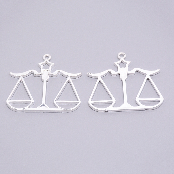 

PandaHall Alloy Open Back Bezel Pendants, For DIY UV Resin, Epoxy Resin, Libra, Silver, 41x44x2mm, Hole: 2.5mm Alloy Constellation