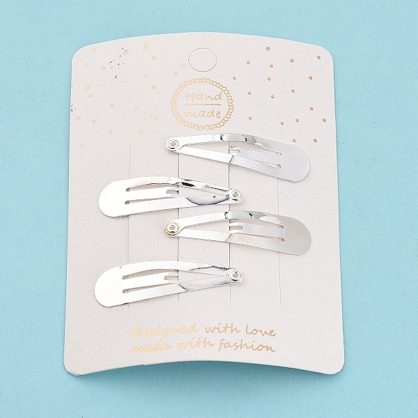 

PandaHall Teardrop Iron Snap Hair Clip Findings, DIY Hair Accessories Making, Platinum, 11x39x3mm, 4pcs/card Iron