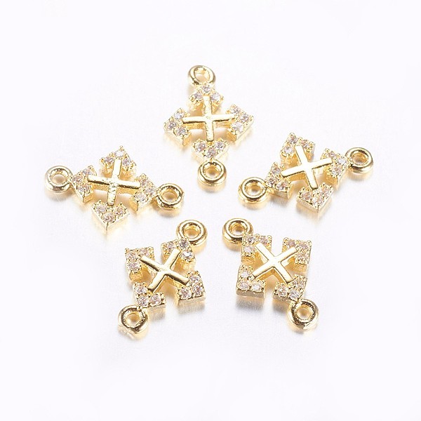 

PandaHall Long-Lasting Plated Brass Micro Pave Cubic Zirconia Links, Clear, Cross, Real 18K Gold Plated, 14.5x9.5x2mm, Hole: 1.5mm...