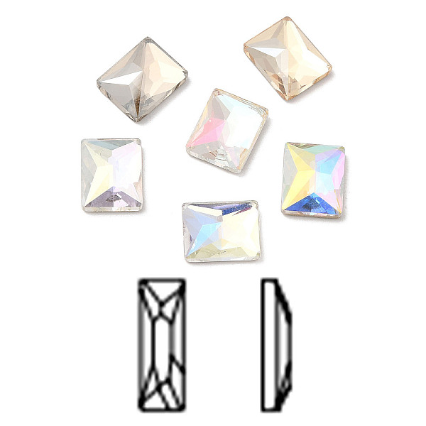 

PandaHall K9 Glass Rhinestone Cabochons, Flat Back & Back Plated, Faceted, Rectangle, Mixed Color, 10x8x3.5mm Glass Rhinestone Rectangle..., Multicolor