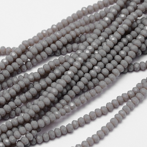 

PandaHall Faceted Rondelle Glass Beads Strands, Gray, 2.8~3x2mm, Hole: 0.8mm, about 145~150pcs/strand, 34~35cm Glass Rondelle Gray