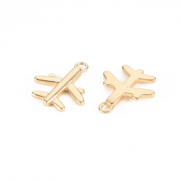 

PandaHall Brass Charms, Nickel Free, Passenger Plane, Real 18K Gold Plated, 14x12x2mm, Hole: 1.5mm Brass Vehicle