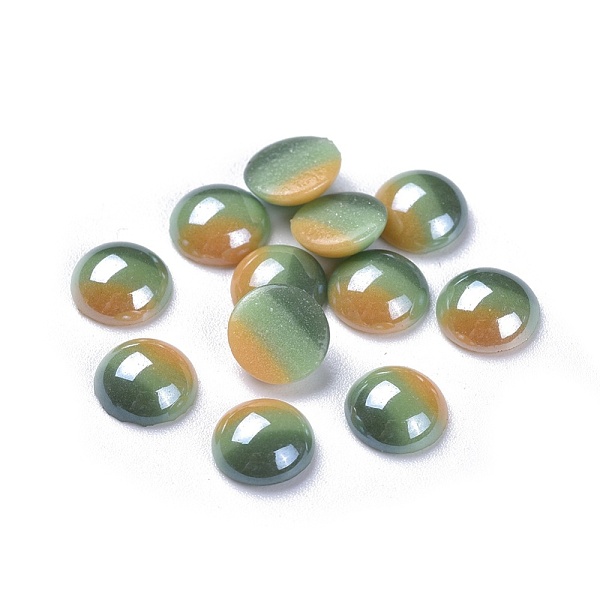 

PandaHall Opaque Glass Cabochons, Stripe Pattern, Tri-color Stripe, Half Round, Colorful, 8x3.5mm Glass Half Round