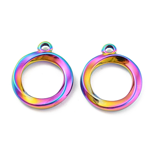 

PandaHall 304 Stainless Steel Pendants, Ring Charms, Rainbow Color, 16x14x2mm, Hole: 1.5mm 304 Stainless Steel Ring