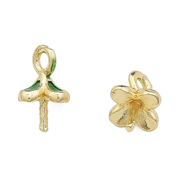 

PandaHall Brass Enamel Cup Peg Bails, Pendants Bails, For Half Drilled Beads, Nickel Free, Clover, Real 14K Gold Plated, Green...