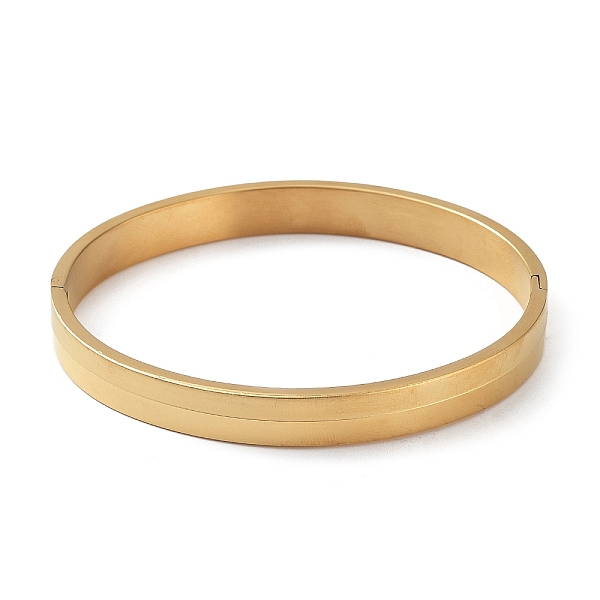 

PandaHall Ion Plating(IP) 304 Stainless Steel Plain Bangle, Golden, Inner Diameter: 2-1/8x2-1/2 inch(5.4x6.3cm) 304 Stainless Steel